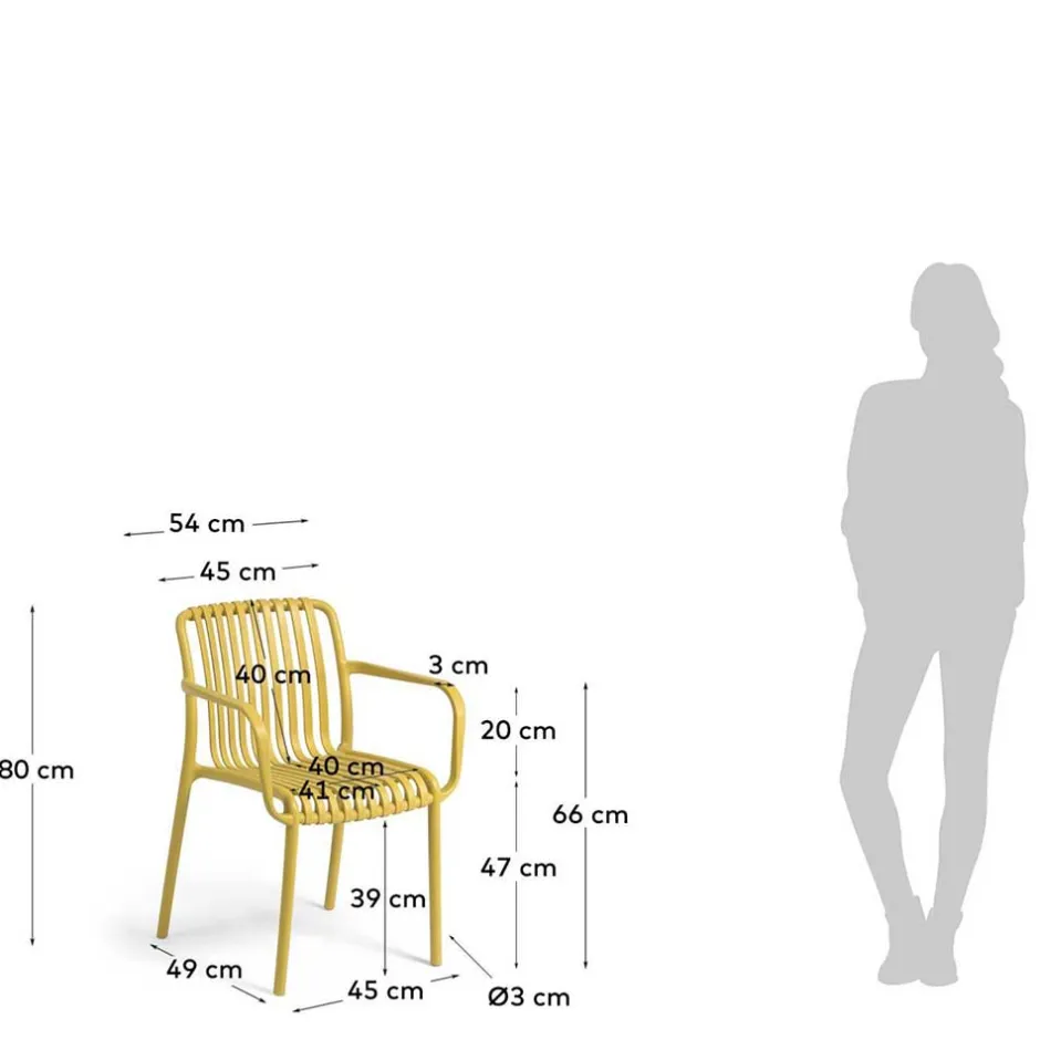 Gartenstühle in Gelb mit Armlehnen - Laspezia (4er Set)^Wohnen New