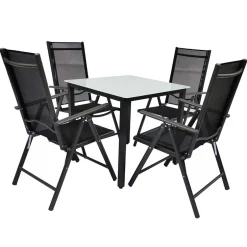 Wohnen Gartentisch & vier Hochlehner Set - Barreras (fünfteilig)