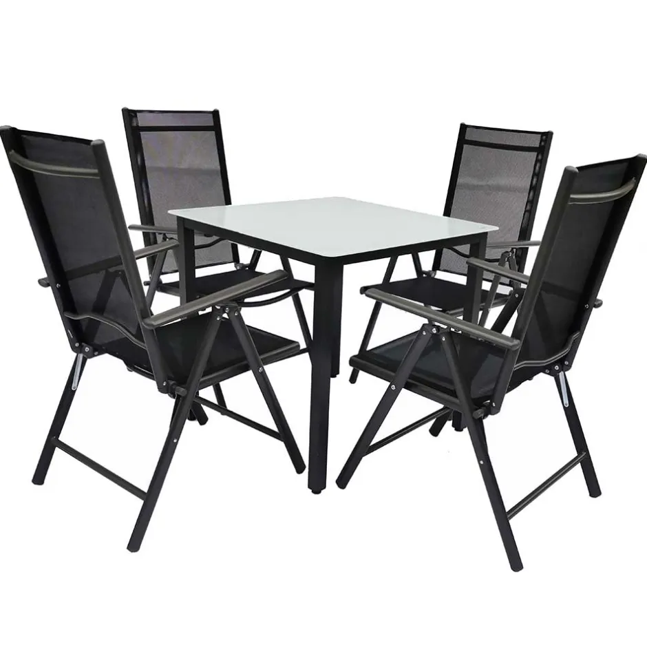 Wohnen Gartentisch & vier Hochlehner Set - Barreras (fünfteilig)