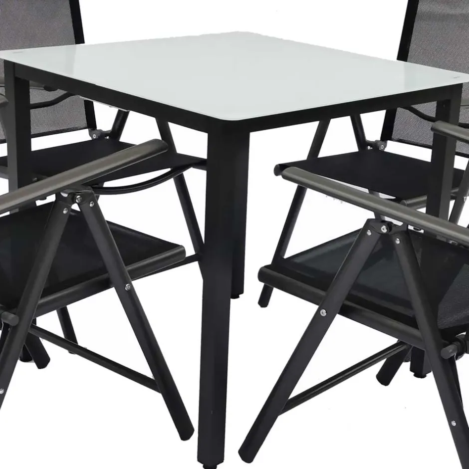 Wohnen Gartentisch & vier Hochlehner Set - Barreras (fünfteilig)