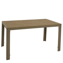 Wohnen Gartentisch aus Kunststoff Holzoptik Braun - Ruberta