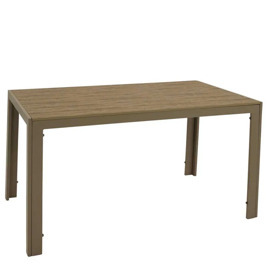 Wohnen Gartentisch aus Kunststoff Holzoptik Braun - Ruberta