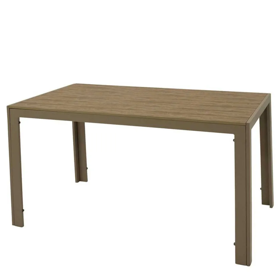 Wohnen Gartentisch aus Kunststoff Holzoptik Braun - Ruberta