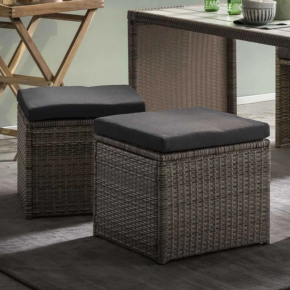 Wohnen Gartentisch Gruppe aus Polyrattan - Hongkong (fünfteilig)