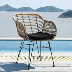 Wohnen Geflecht Armlehnstuhl aus Kunstrattan Beige - Syanta (2er Set)