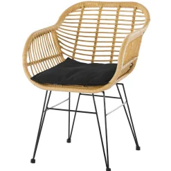 Wohnen Geflecht Armlehnstuhl aus Kunstrattan Beige - Syanta (2er Set)