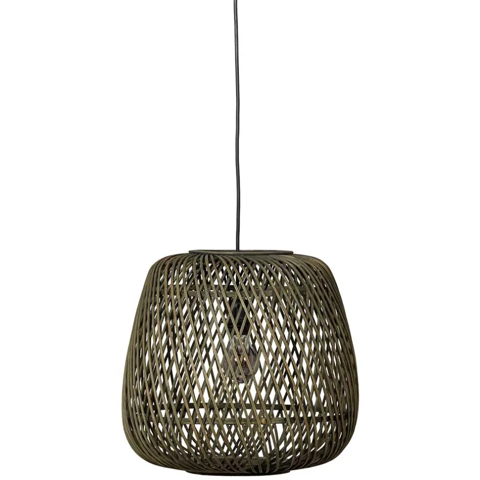 Wohnen Geflecht Hängeleuchte in Oliv Grün - Enzuena (2er Set)