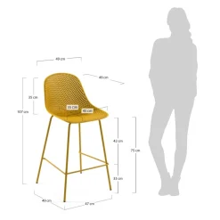 Wohnen Gelber Barstuhl mit 75 cm Sitzhöhe - Yalaz (4er Set)