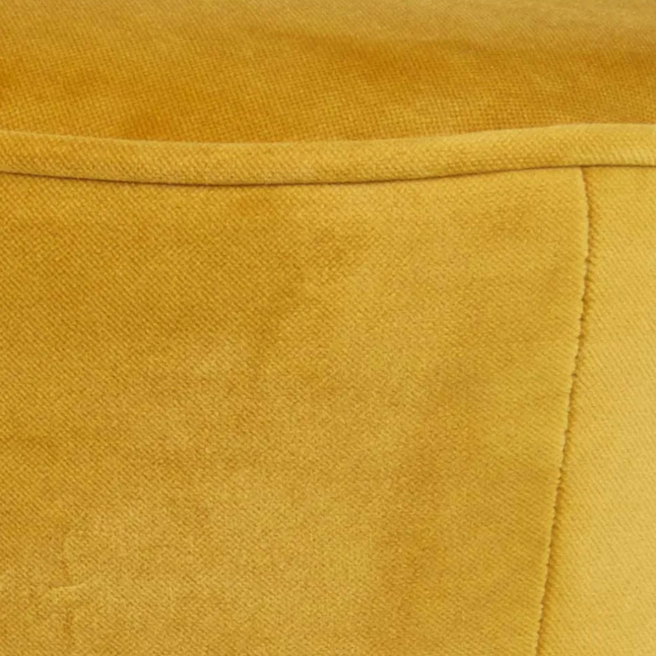 Gelbes Samt Sofa Mid Century Ramia mit Holzbeinen in Schwarz^Wohnen New