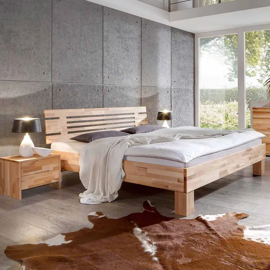 Wohnen Geöltes Massivholzbett Benet in sieben Breiten