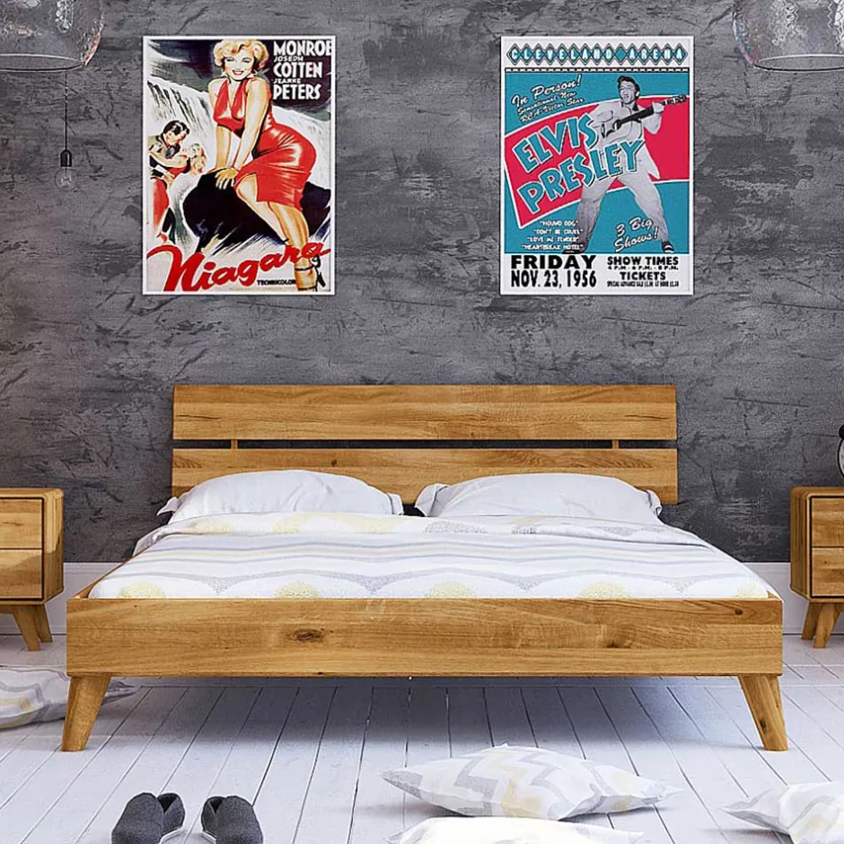 Wohnen Geöltes Wildeiche Bett in 8 Größen - Eavy