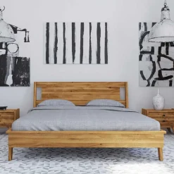 Wohnen Geöltes Wildeichebett mit 220 cm Länge - Hardus