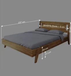 Wohnen Geöltes Wildeichebett mit 220 cm Länge - Hardus