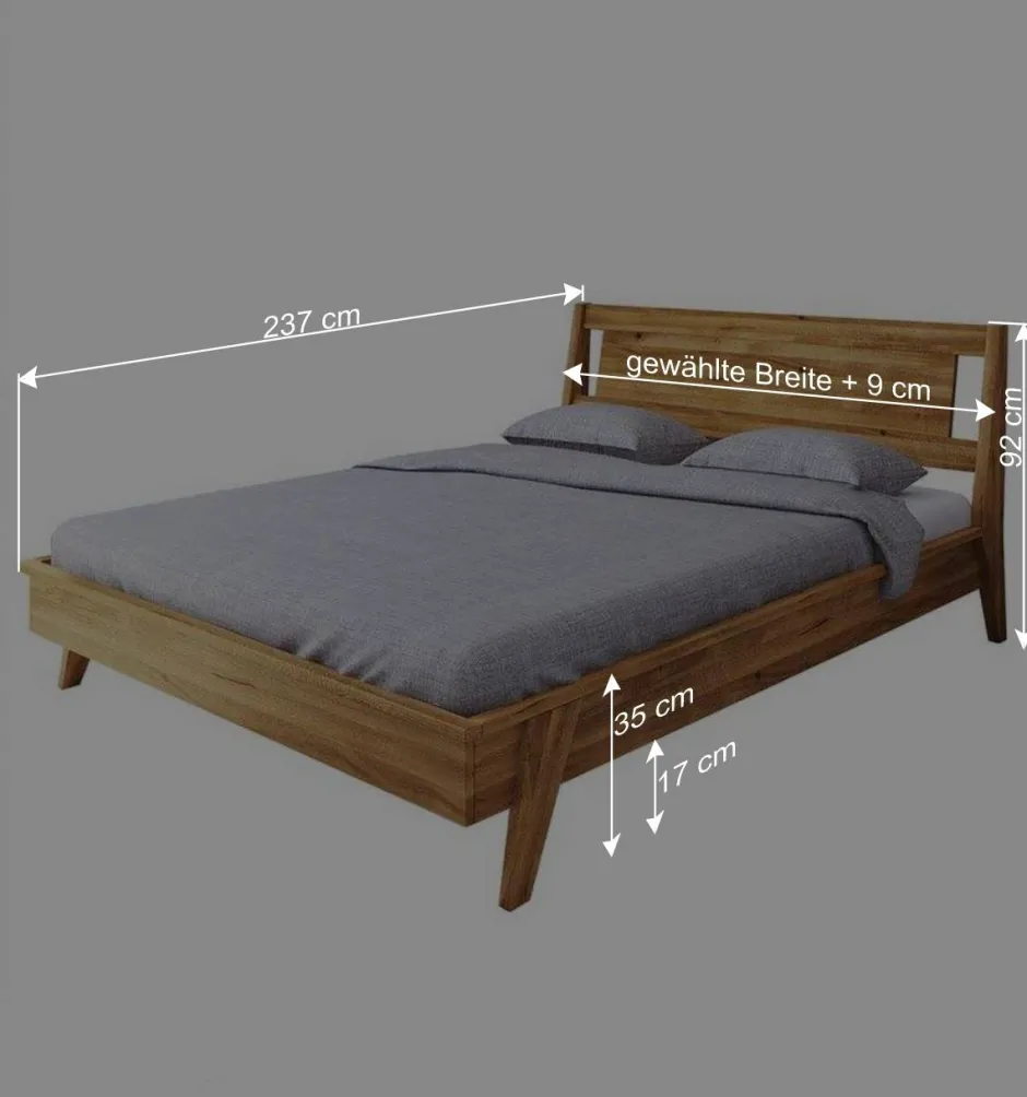 Wohnen Geöltes Wildeichebett mit 220 cm Länge - Hardus