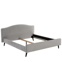 Wohnen Gemütliches Velours Bett in Hellgrau - Colinax