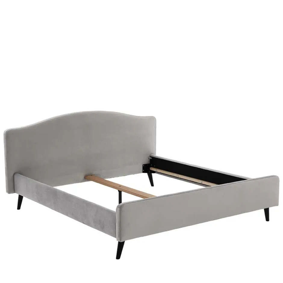 Wohnen Gemütliches Velours Bett in Hellgrau - Colinax