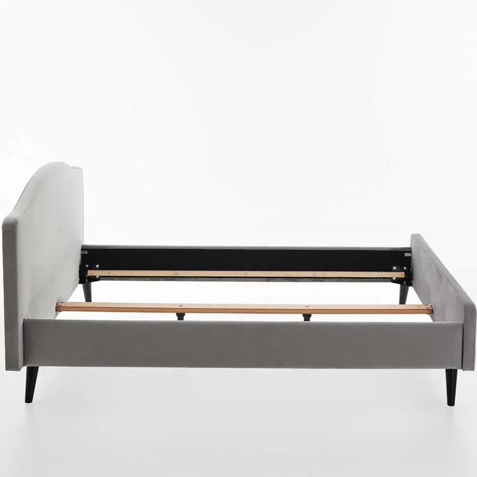 Wohnen Gemütliches Velours Bett in Hellgrau - Colinax