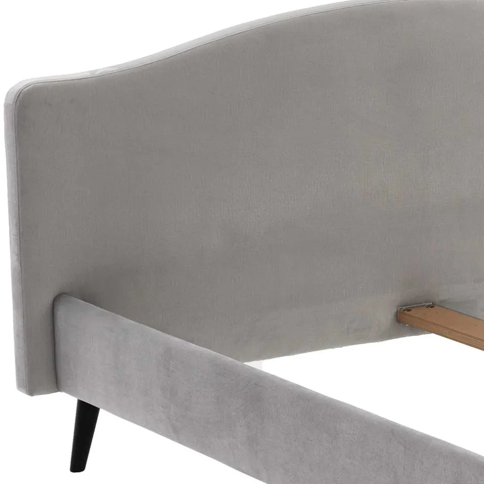 Wohnen Gemütliches Velours Bett in Hellgrau - Colinax