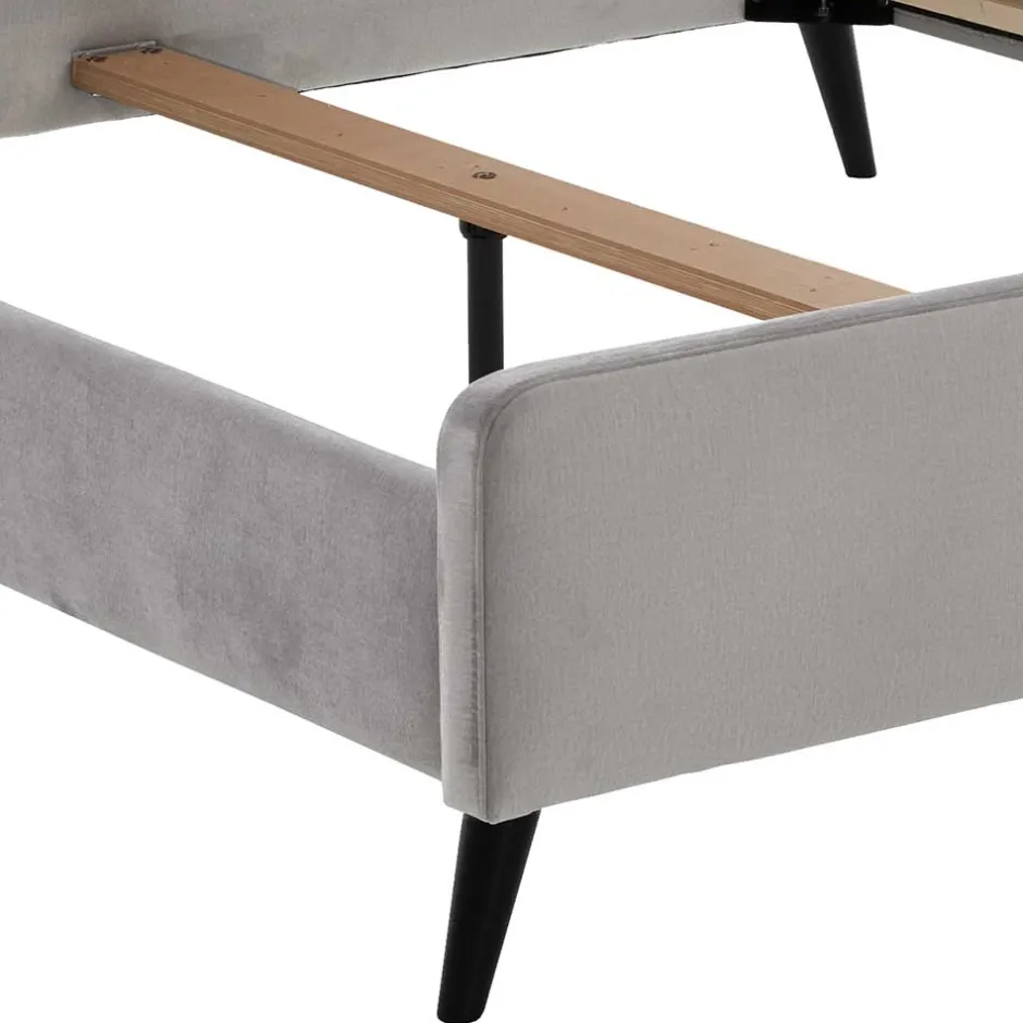 Wohnen Gemütliches Velours Bett in Hellgrau - Colinax