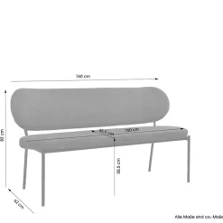 Gepolsterte Esstischbank in Dunkelgrau - Julisk^Wohnen