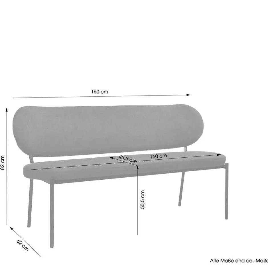 Gepolsterte Esstischbank in Dunkelgrau - Julisk^Wohnen