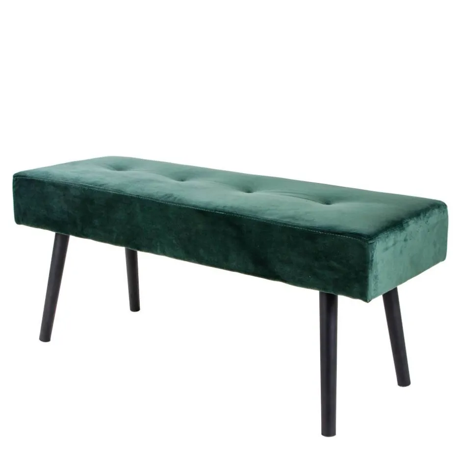 Wohnen Gepolsterte Samtbank in Dunkelgrün - Janluca