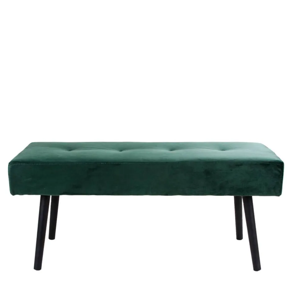 Wohnen Gepolsterte Samtbank in Dunkelgrün - Janluca