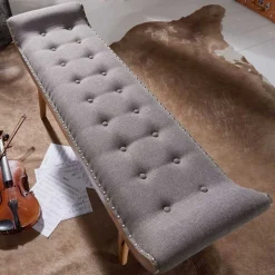 Wohnen Gepolsterte Sitzbank in Grau Stoffbezug - Dattilon