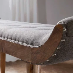 Wohnen Gepolsterte Sitzbank in Grau Stoffbezug - Dattilon