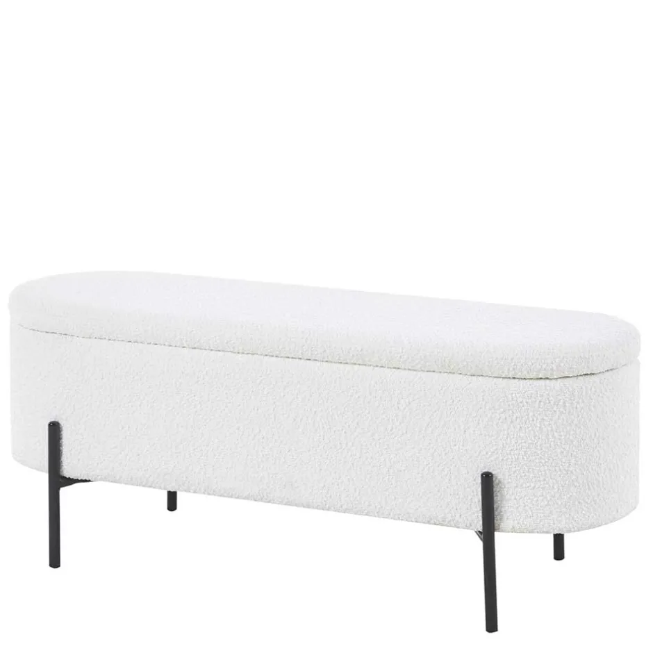 Wohnen Gepolsterte Sitzbank in Weiß Boucle - Miram