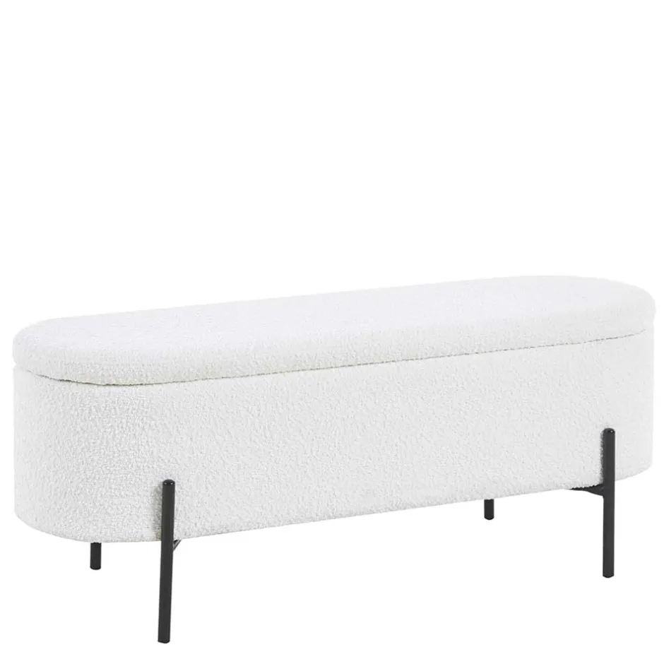 Wohnen Gepolsterte Sitzbank in Weiß Boucle - Miram
