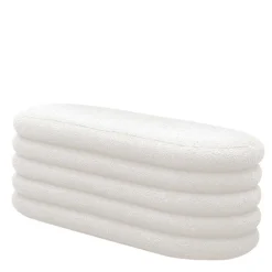 Wohnen Gepolsterte Truhenbank aus Boucle in Weiß - Duben