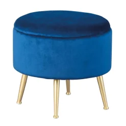 Wohnen Gepolsterter Hocker in Blau & Gold - Chasmarin