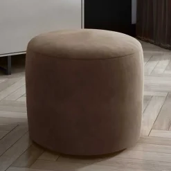 Gepolsterter Sitzhocker in Hellbraun Samt - Cambita^Wohnen Hot