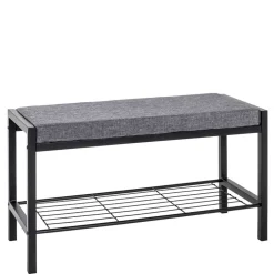 Wohnen Geradlinige Metallbank gepolstert in Schwarz - Deliana