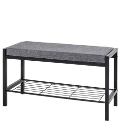 Wohnen Geradlinige Metallbank gepolstert in Schwarz - Deliana