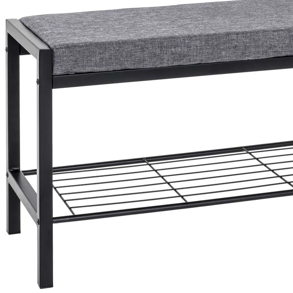 Wohnen Geradlinige Metallbank gepolstert in Schwarz - Deliana