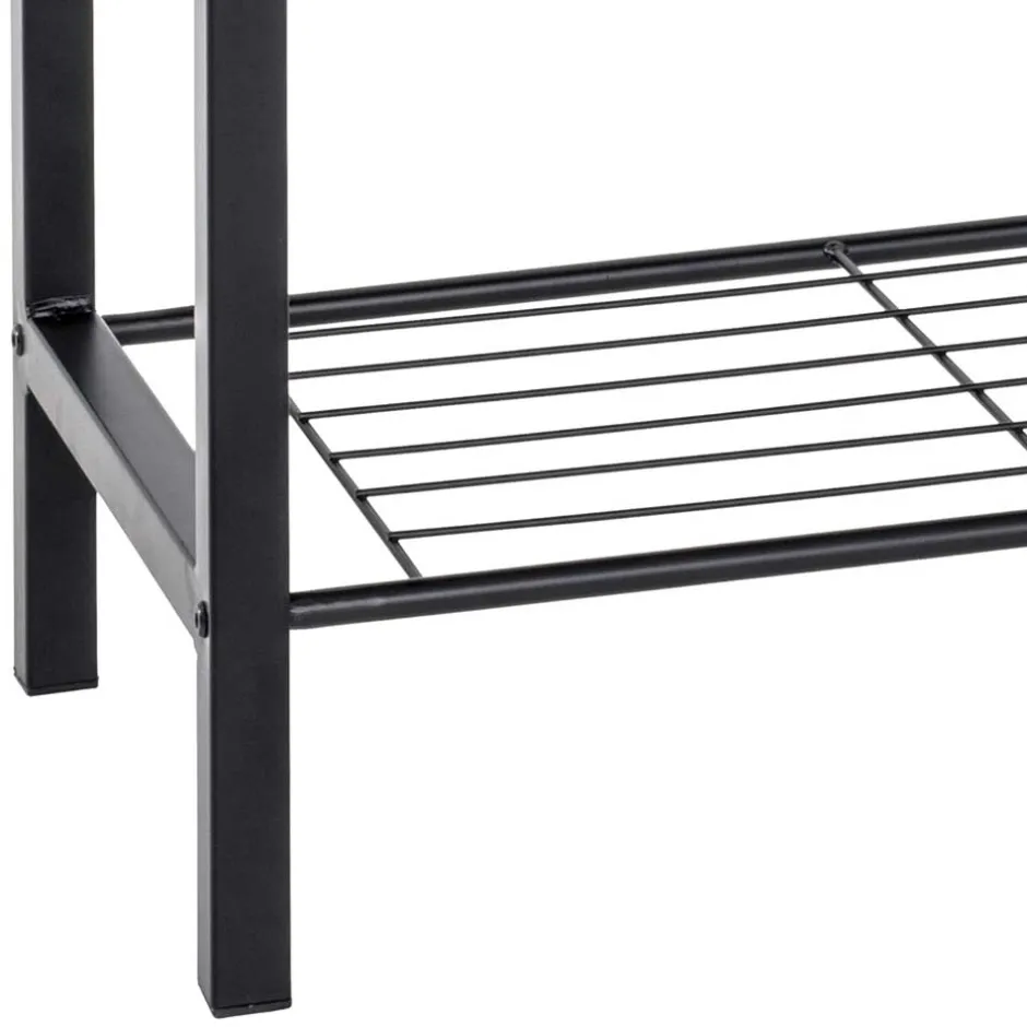 Wohnen Geradlinige Metallbank gepolstert in Schwarz - Deliana