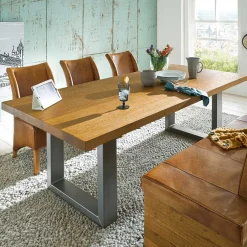 Geradliniger Esstisch in Honig & Silber - Chapan^Wohnen Clearance