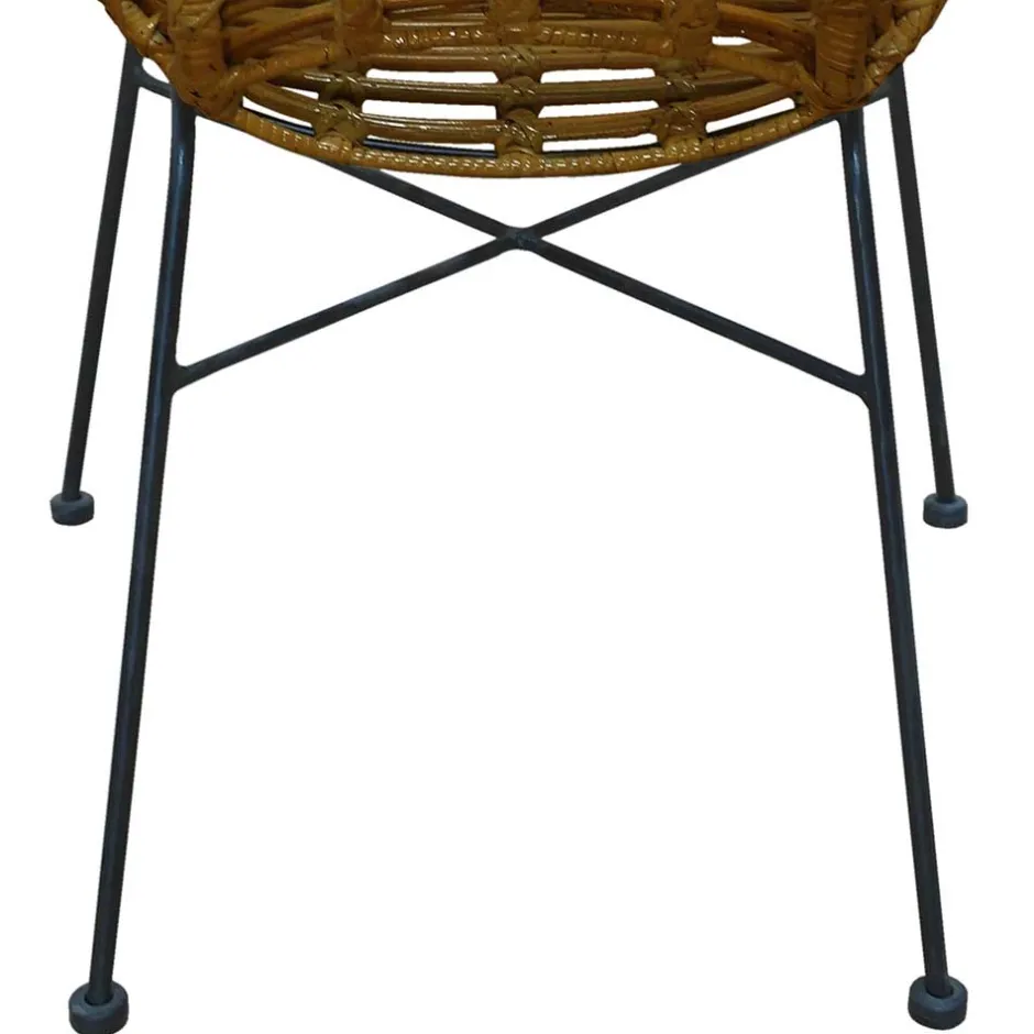 Wohnen Gerundeter Designstuhl aus Rattan Geflecht Natur - Makan