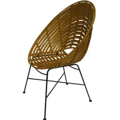 Wohnen Gerundeter Designstuhl aus Rattan Geflecht Natur - Makan