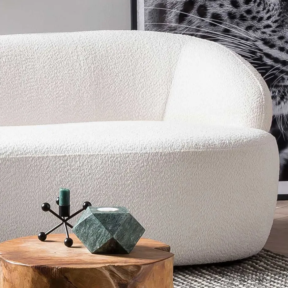 Wohnen Gerundetes Federkern Sofa in Weiß Boucle - Zenya