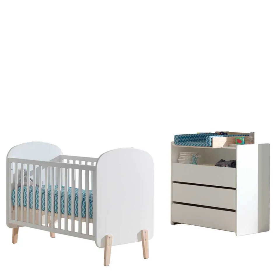 Gitterbett und Wickelkommode Set - Mauricia (zweiteilig)^Wohnen New