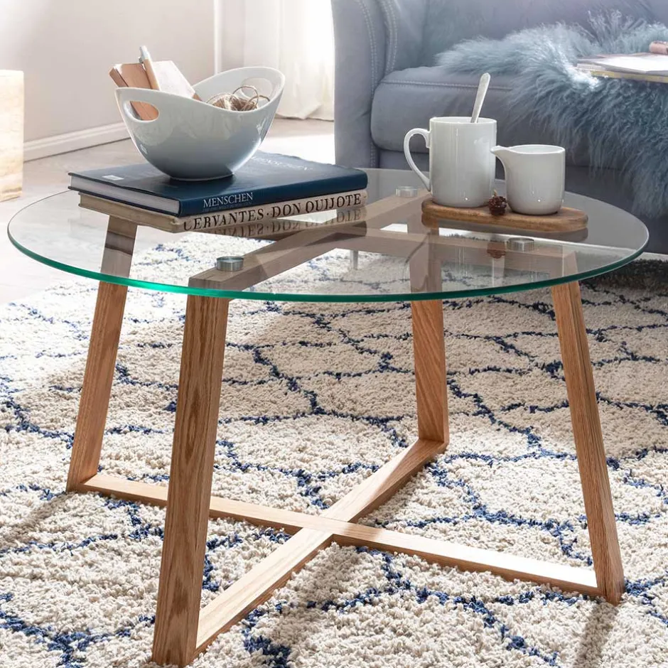 Wohnen Glas Couchtisch in Rund 78x41x78 - Lavissa