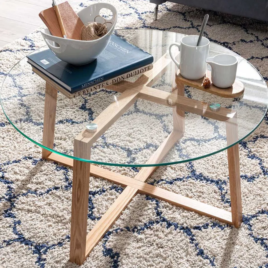 Wohnen Glas Couchtisch in Rund 78x41x78 - Lavissa