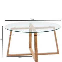 Wohnen Glas Couchtisch in Rund 78x41x78 - Lavissa