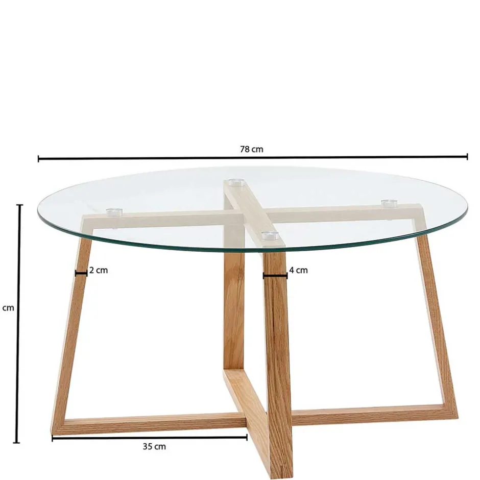 Wohnen Glas Couchtisch in Rund 78x41x78 - Lavissa