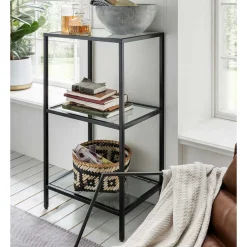 Wohnen Glas Regal mit Metallrahmen - Elegatos