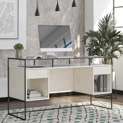 Kinder Wohnen Glas Schreibtisch mit Rillen Strukturglasplatte - Corners