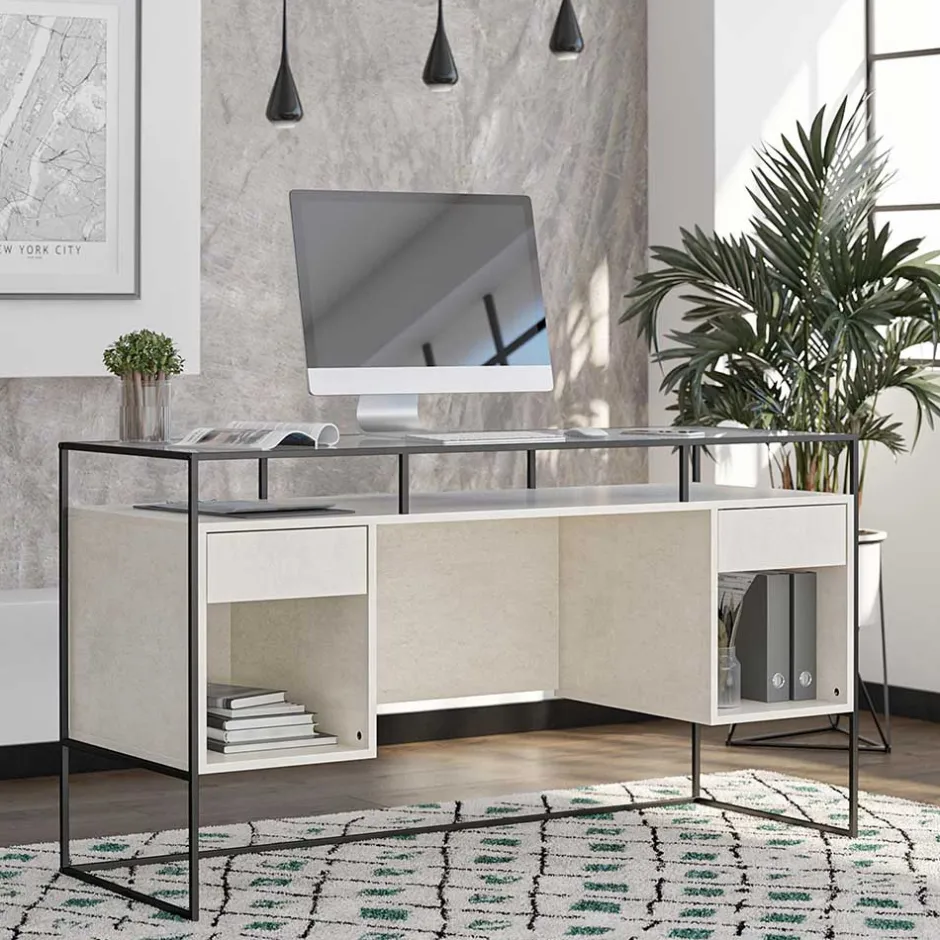 Kinder Wohnen Glas Schreibtisch mit Rillen Strukturglasplatte - Corners